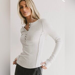 We The Free Emmalianne Ribbed Long Sleeve Tee NWT
